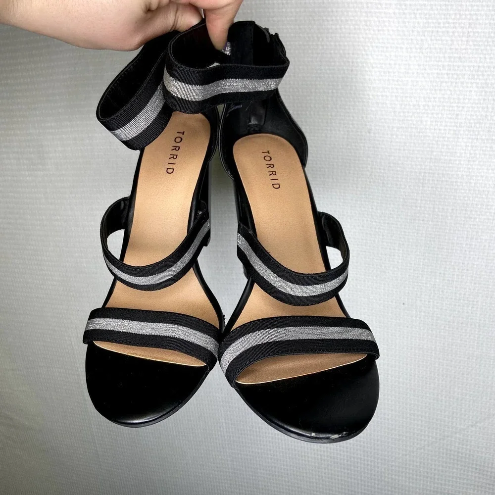 Torrid | Strappy Black High Heel Shoes Sparkley 9.5W‎